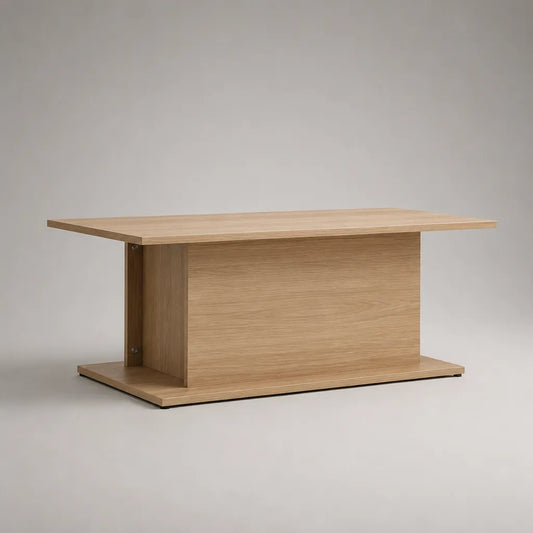 Rechteckiger Couchtisch aus melaminbeschichteter Spanplatte, Eiche Natur, 100 × 50 × 45 cm