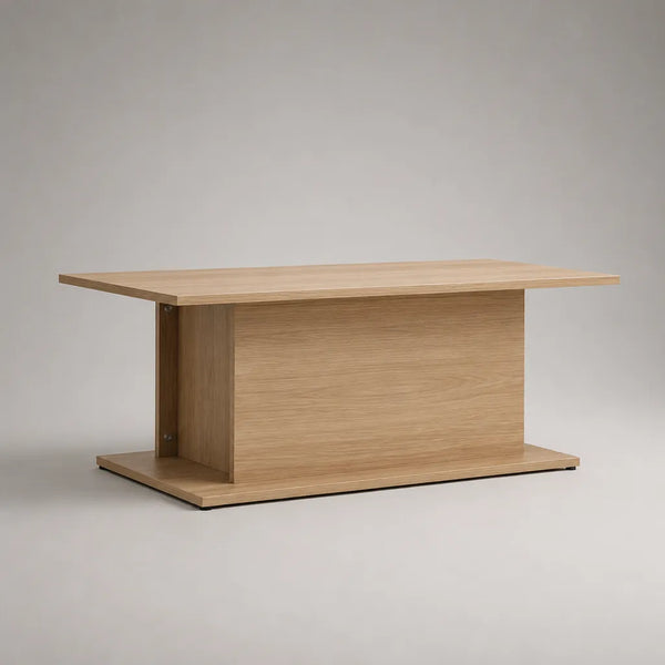Rechteckiger Couchtisch aus melaminbeschichteter Spanplatte, Eiche Natur, 100 × 50 × 45 cm