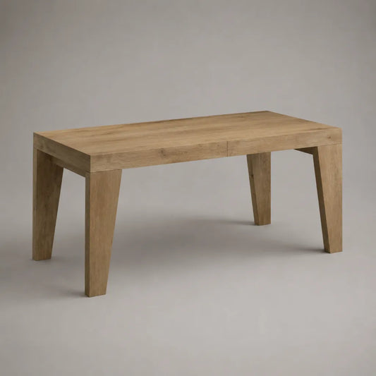 Rechteckiger Esstisch aus massiver Eiche, Naturbraun, 160 × 90 × 76 cm